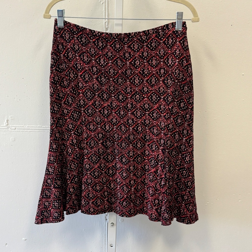 Vintage Talbots Petites Red Geometric Diamond Print A-Line Skirt Small P Stretch